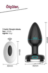 Do it Love - Uzaktan Kumandalı Işıklı 7 Titreşim Modlu Anal Plug Vibratör - Anal Tıkaç - Orta Boy