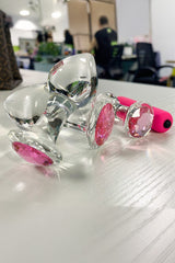 Do it Love - Kristal Anal Plug Set - 3 Boy Cam Anal Tıkaç ve Kalem Vibratör Set - Anal Plug Set 4 Lü