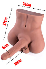 Do it Love - Gerçek Manken Kalıp Yarım Vücut Testisli Büyük Dildo ve Anüs - Unisex Kullanım - Bronz Ten