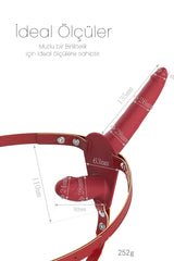 Do t Love - Kadın Çiftler İçin Çift Yönlü Dildo Strapon Oyuncak - Double Zevk - Belden Bağlamalı - Kırmızı Tutku