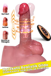 Do it Love - Döner Kafa, İleri Geri Hareket ve Titreşimli U. Kumandalı - Belaltı Realistik Dildo - Düz Taban