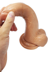 Do it Love - 20cm Realistik Gerçek Doku Yapay Penis - Dildo - Haz Verici - Testisli Vantuzlu - Bronz