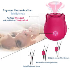 Do it Love - Gül Vibratör, Klitoral Emme ve Titreşim - Şarjlı - Derin Haz