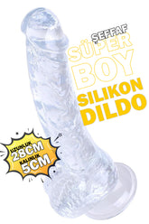 Do it Love - 29cm Büyük Şeffaf Realistik Silikon Dildo - Testis ve Gerçekçi Damar Yapısı - Güçlü Vantuz - 5cm Kalınlık
