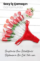 Do it Love - Sexy Gül Fantazi İç Çamaşırı - Sevgiliye Hediye Kırmızı File Detaylı G-String