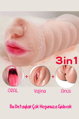 Do it Love - 3 Boyutlu Yüz Mastürbatör - 3 Fonksiyon - Realistik - Gerçek Haz - Ten