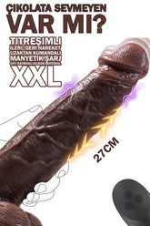 Do it Love - Çikolata Vibratör Dildo Realistik Titreşimli ve Telekopik İleri Geri Hareketli 27cm - Uzaktan Kumandalı