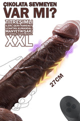 Do it Love - Çikolata Vibratör Dildo Realistik Titreşimli ve Telekopik İleri Geri Hareketli 27cm - Uzaktan Kumandalı