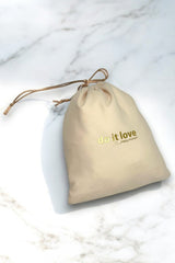 Do it Love- Premium Büzgülü Kese Torba Yaldızlı Varak - 19x23 cm Spandeks Kumaş