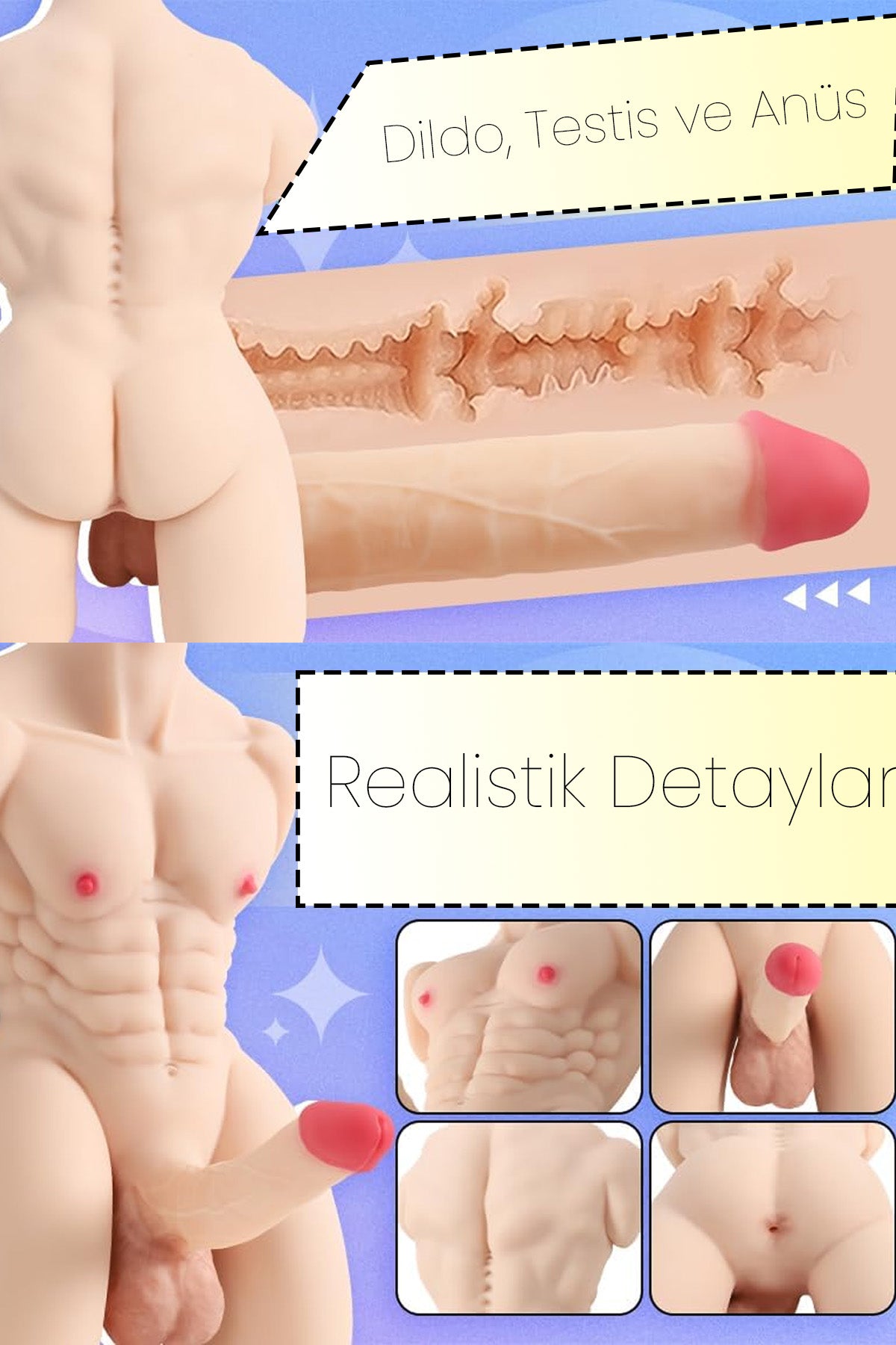 Do it Love - Tam Vücutlu Erkek Manken Dildo - Beyaz Ten