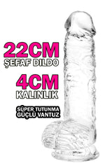 Do it Love - 22cm Soft  Şeffaf Jel Realistik Dildo Kalınlık 4cm - Süper Vantuz - Anal Oral Vajinal Kullanım
