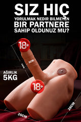 Do it Love - Realistik Jason Hareketli Titreşimli Dildo Vibratör - 5KG - Testis, Anüs, İleri Geri Hareket - Su Altında Kullanım