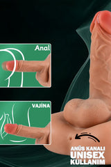 Do it Love - Lüks Teleskopik Hareketli Realistik Vibratör Dildo - Anüs, Testis ve Süper Soft Titreşimli Vibratör