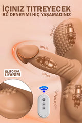 Do it Love - Bin ve Sür Dildo Vibratör - Klitoris Uyarıcılı - Anal ve Vajinal Kullanım - Uzaktan Kumandalı 10 Titreşim Modu