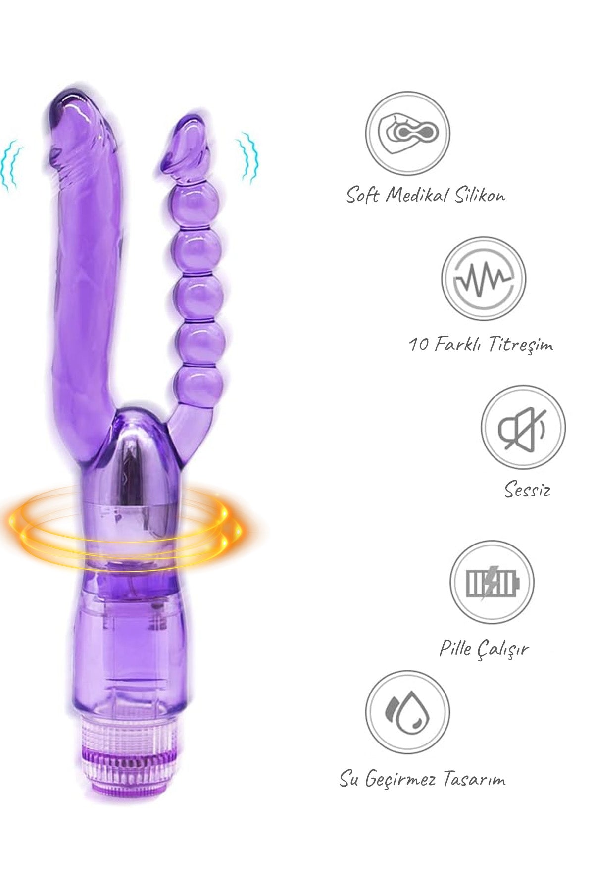 Do t love - Çift Başlı Titreşimli Silikon Dildo - Pilli - Double Zevk