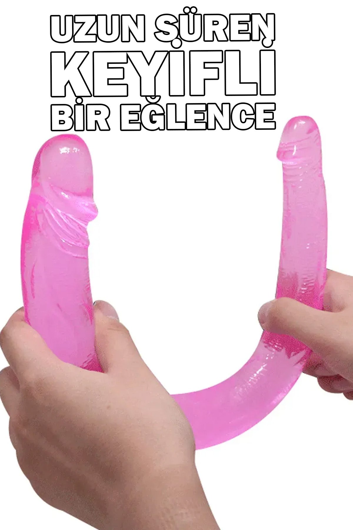 Do it Love - U Şeklinde  45cm Gerçekçi SOFT Silikon Çift Başlı Dildo - Pembe 3.5cm