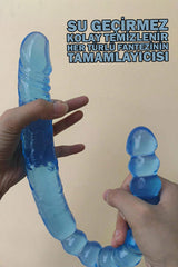 Do it Love - U Şeklinde  45cm Gerçekçi SOFT Silikon Çift Başlı Dildo - Mavi 3cm ve 3.5cm