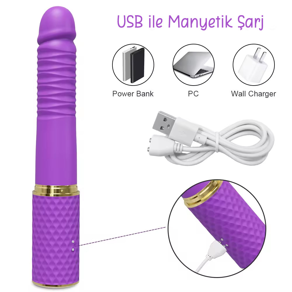 Do it Love - Klitoris Simülatörlü - Hareketli Titreşimli Vibratör - Funny Bady - 10 Titreşim - 10 Teleskopik Hareket Modu