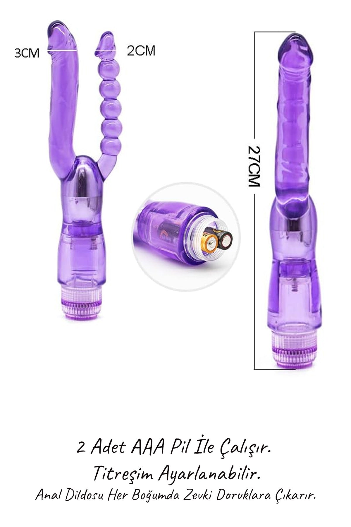 Do t love - Çift Başlı Titreşimli Silikon Dildo - Pilli - Double Zevk