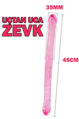 Do it Love - U Şeklinde  45cm Gerçekçi SOFT Silikon Çift Başlı Dildo - Pembe 3.5cm