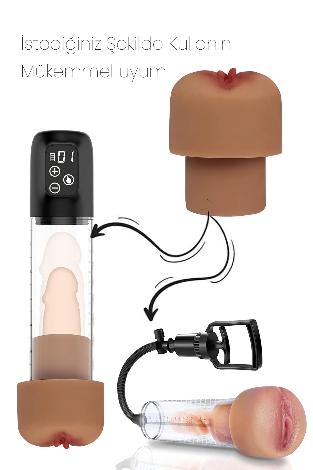 Do it Love - Realistik Mastürbatör Penis Pompası Başlığı - Mastürbatör Başlık - Manuel ve Otomatik Tüm Cihanlara Uyumlu