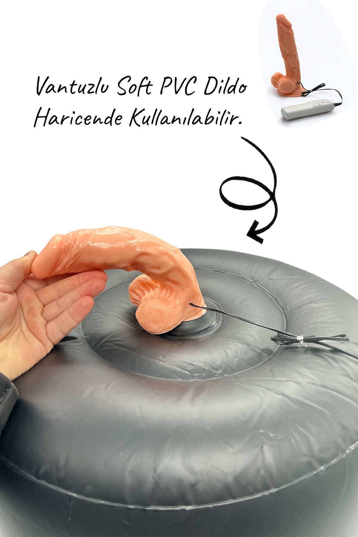Do it Love - Şişme Koltuklu Titreşimli Testisli Dildo - Şişme Koltuk ve Titreşimli Vibratör Dildo