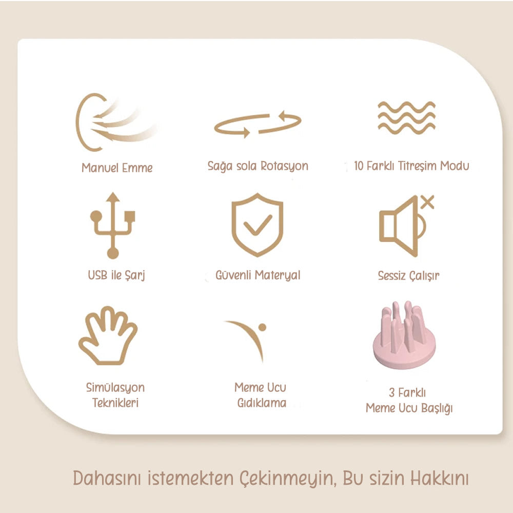 Do it Love - Göğüs Ucu Vibratörü, Gıdıklama, Yalama,  Orgazm ve Zevk Artırıcı, G Noktası Simülatörü, 10 Rotasyon