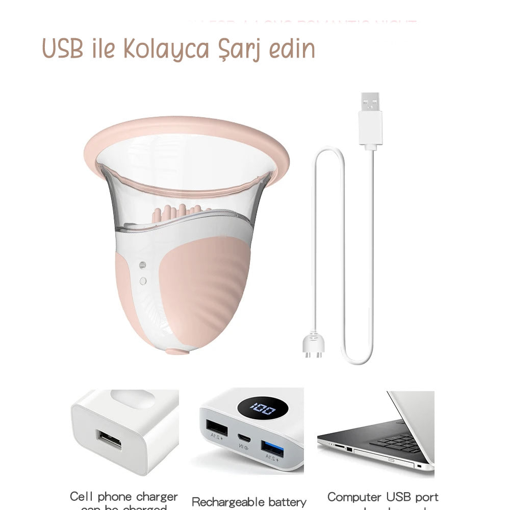 Do it Love - Göğüs Ucu Vibratörü, Gıdıklama, Yalama,  Orgazm ve Zevk Artırıcı, G Noktası Simülatörü, 10 Rotasyon