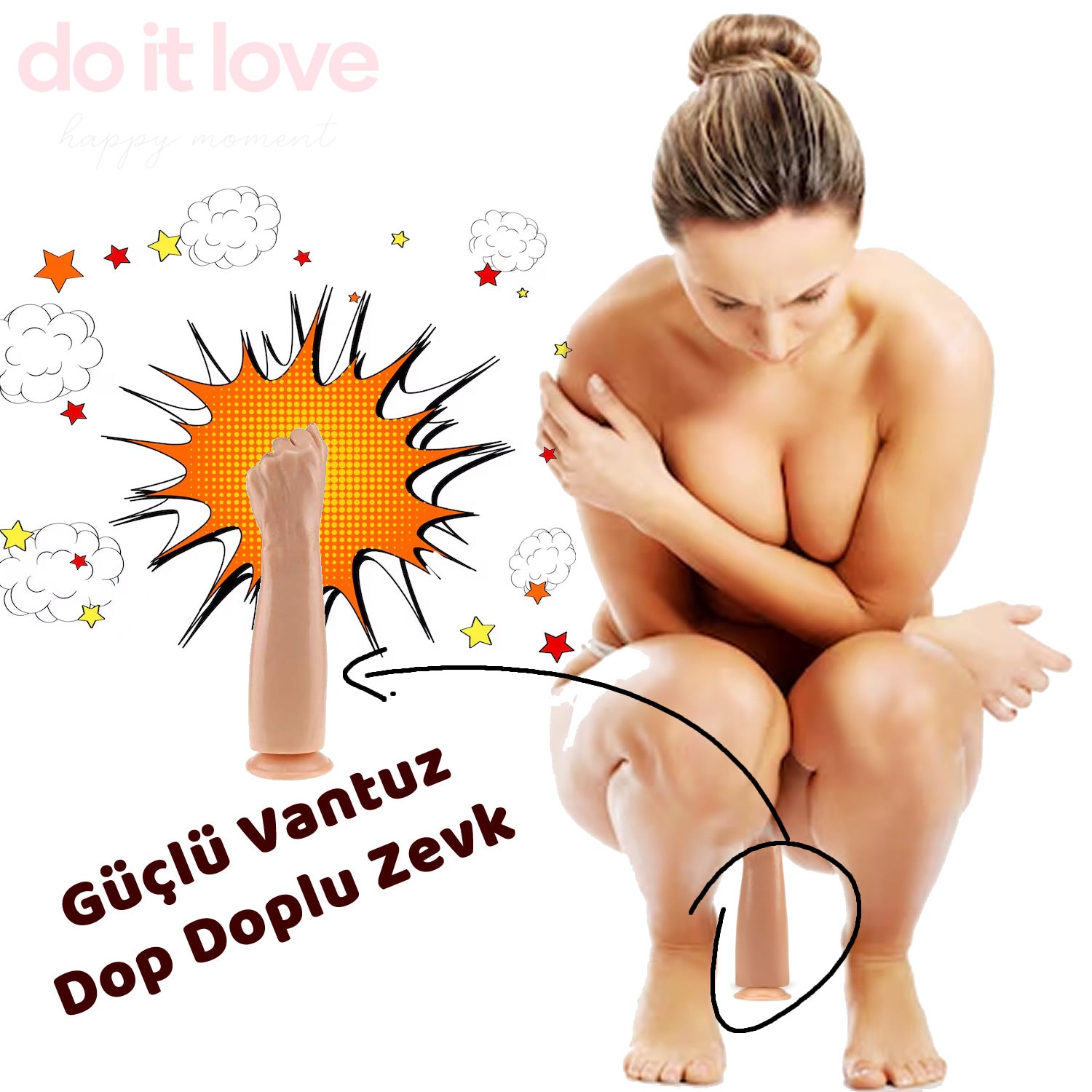 Do It Love - Vantuzlu Yumruk Dildo - 33cm Büyük Boy - Ultra Maksimum Zevk - Big Bang