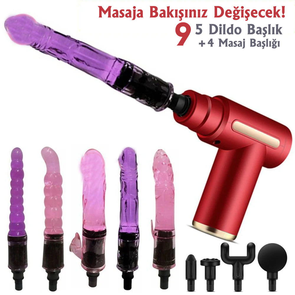 Do it Love - Strong Vibratör Masaj - 5 Farklı Dildo Başlık + 4 Farklı Masaj Başlığı - 6 Titreşim  - Hız Ayarlı - Bataryalı