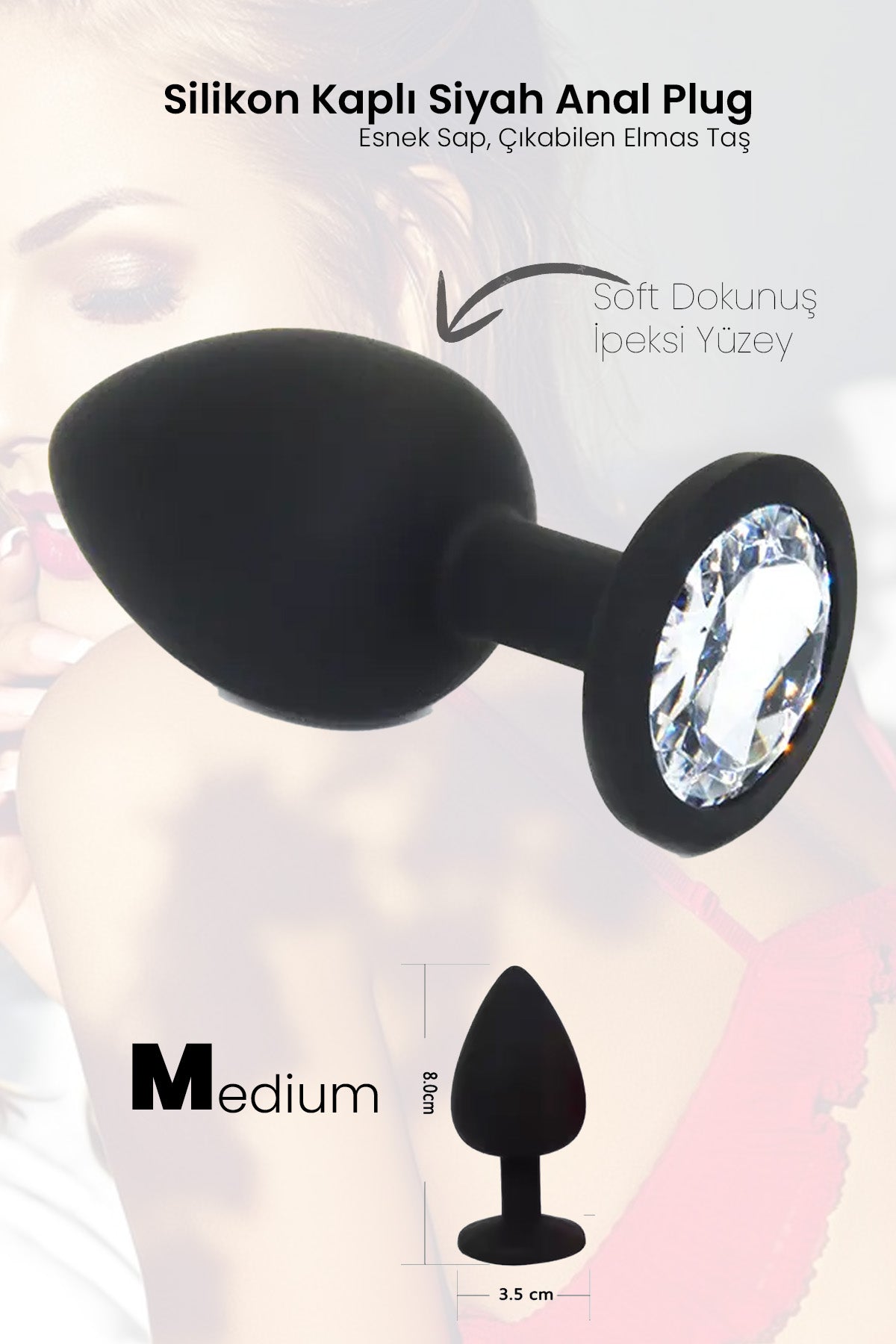 Do it Love - Siyah Anal Plug - Medikal Silikon Kaplı Çelik Anal Tıkaç - 35mm * 8cm