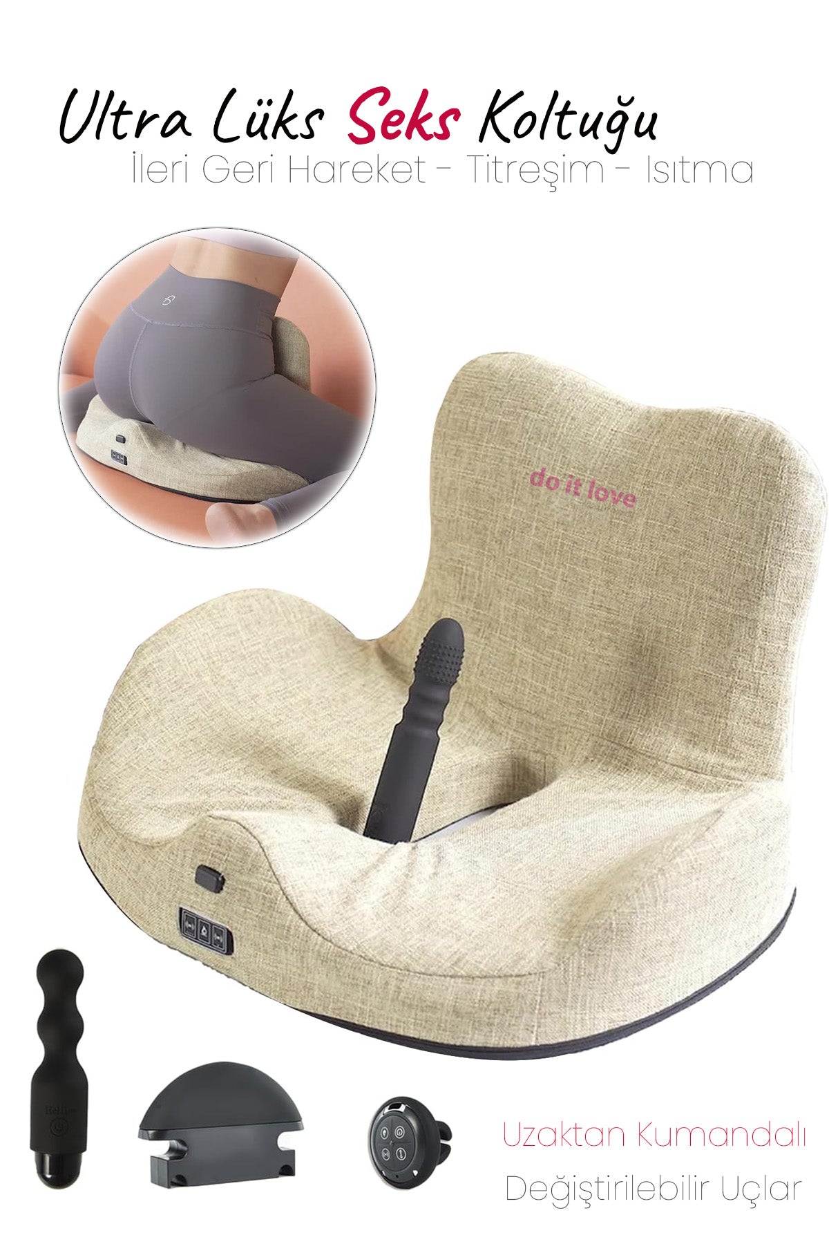 Do it Love - Ultra Lüks Koltuklu Vibratör Set - Seks ve Kegel Makinesi - Uzaktan Kumandalı Masaj Koltuğu - Isıtma, Titreşim, İleri Geri Hareketli